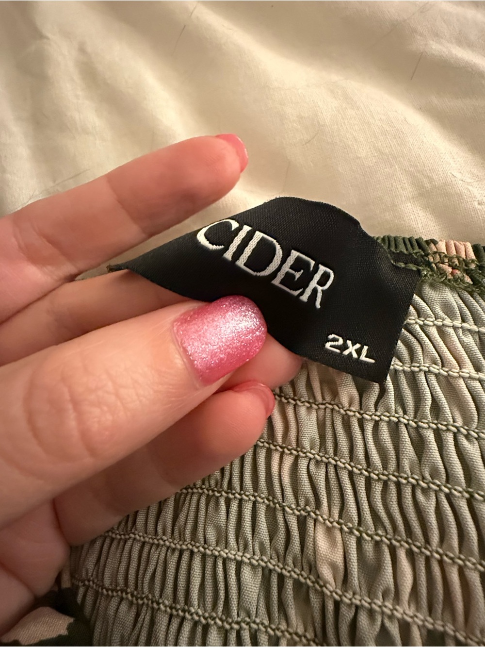 Cider Olive Green Midi Slip Dress with Blush Floral Print - Picture 2 of 3
